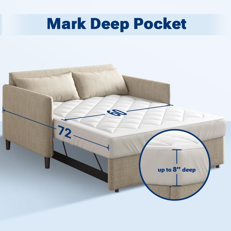 Sleep Philosophy Waterproof Sofa Bed Mattress Protector, Holden Sofa Bed Full Mattress Pad, 3M Scotchgard, Microfiber Mattress Topper Fitted Elastic Pocket Fits Up to 8 Inch, Full 54x72, White - Image 5